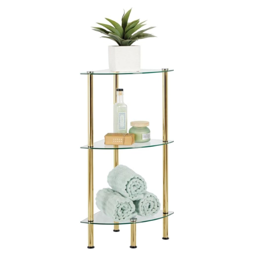  mDesign Modern Glass Corner 3-Tier Storage Organizer