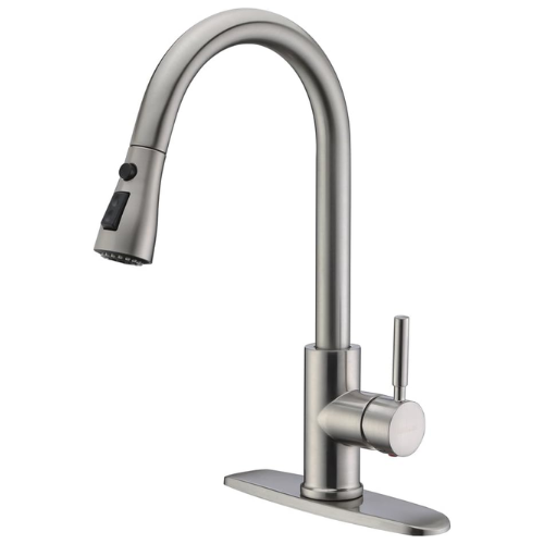 WEWE Brushed Nickel Pull Out Kitchen Faucet